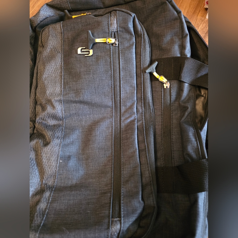 Black Zip-Up JLaptop Bag with Yellow Accents